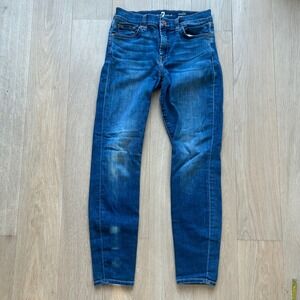 7 For All Mankind Ankle Gwenevere Jeans Womens 27 Blue Skinny Med Wash Stretch
